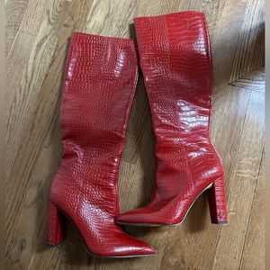 Sam Edelman Red Faux Croc boots